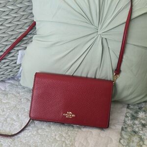 Coach LTR Cherry Red Leather Crossbody Bag